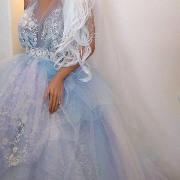 MORWENNA Lavender White & Blue Boho Woodland Fairy Wedding Ballgown Set - Picture 10 of 15